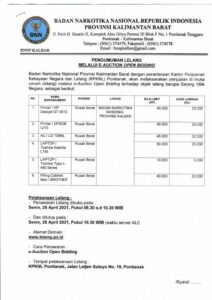 PENGUMUMAN LELANG MELALUI E-AUCTION OPEN BIDDING PENGUMUMAN LELANG MELALUI E-AUCTION OPEN BIDDING