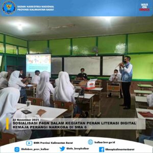 SOSIALISASI P4GN DALAM KEGIATAN PERAN LITERASI DIGITAL REMAJA PERANGI NARKOBA DI SMA 6 SOSIALISASI P4GN DALAM KEGIATAN PERAN LITERASI DIGITAL REMAJA PERANGI NARKOBA DI SMA 6