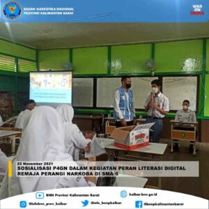 SOSIALISASI P4GN DALAM KEGIATAN PERAN LITERASI DIGITAL REMAJA PERANGI NARKOBA DI SMA 6 SOSIALISASI P4GN DALAM KEGIATAN PERAN LITERASI DIGITAL REMAJA PERANGI NARKOBA DI SMA 6