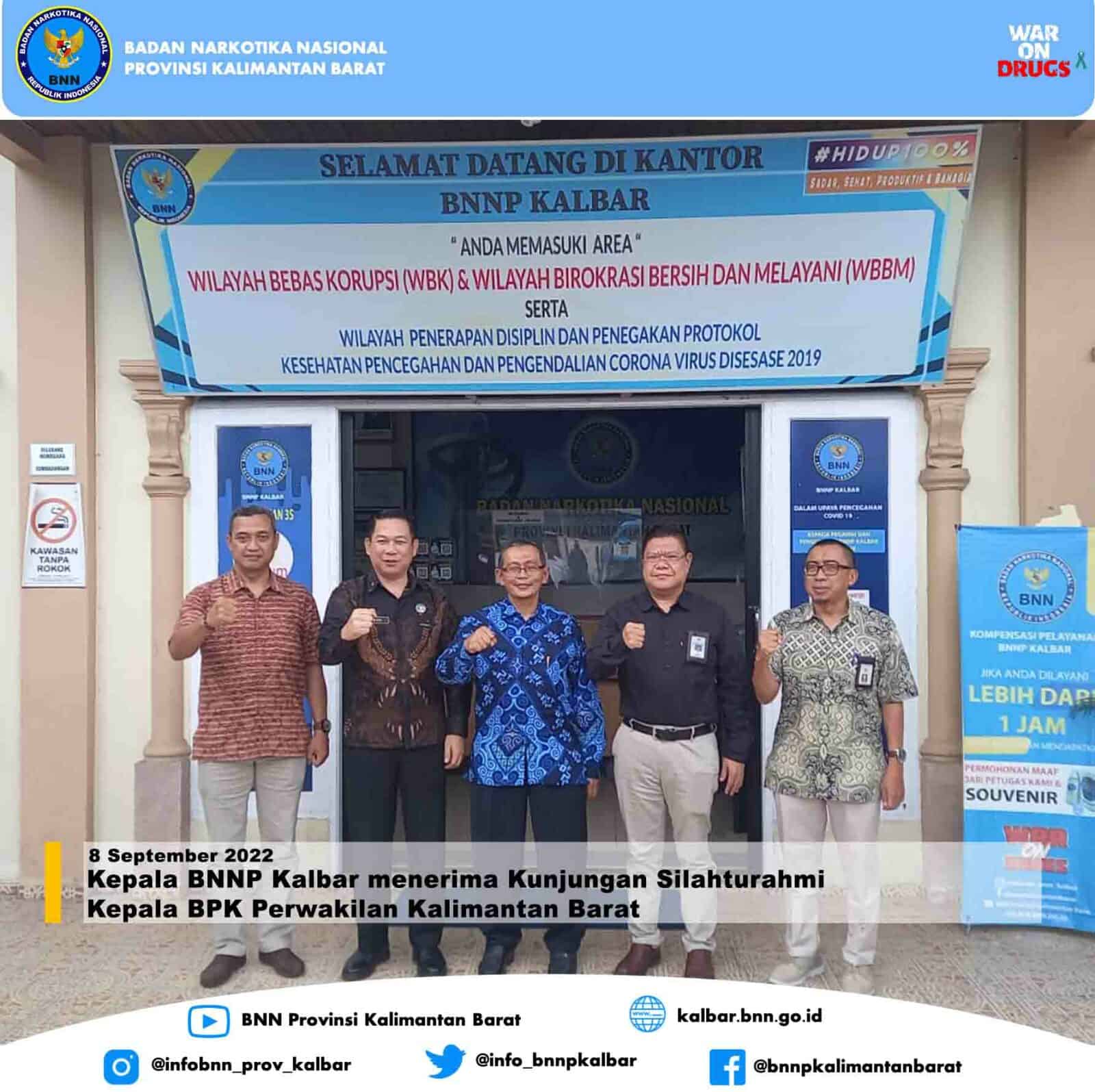 Kepala BNNP Kalbar menerima Kunjungan Silahturahmi Kepala BPK Perwakilan Kalimantan Barat Kepala BNNP Kalbar menerima Kunjungan Silahturahmi Kepala BPK Perwakilan Kalimantan Barat
