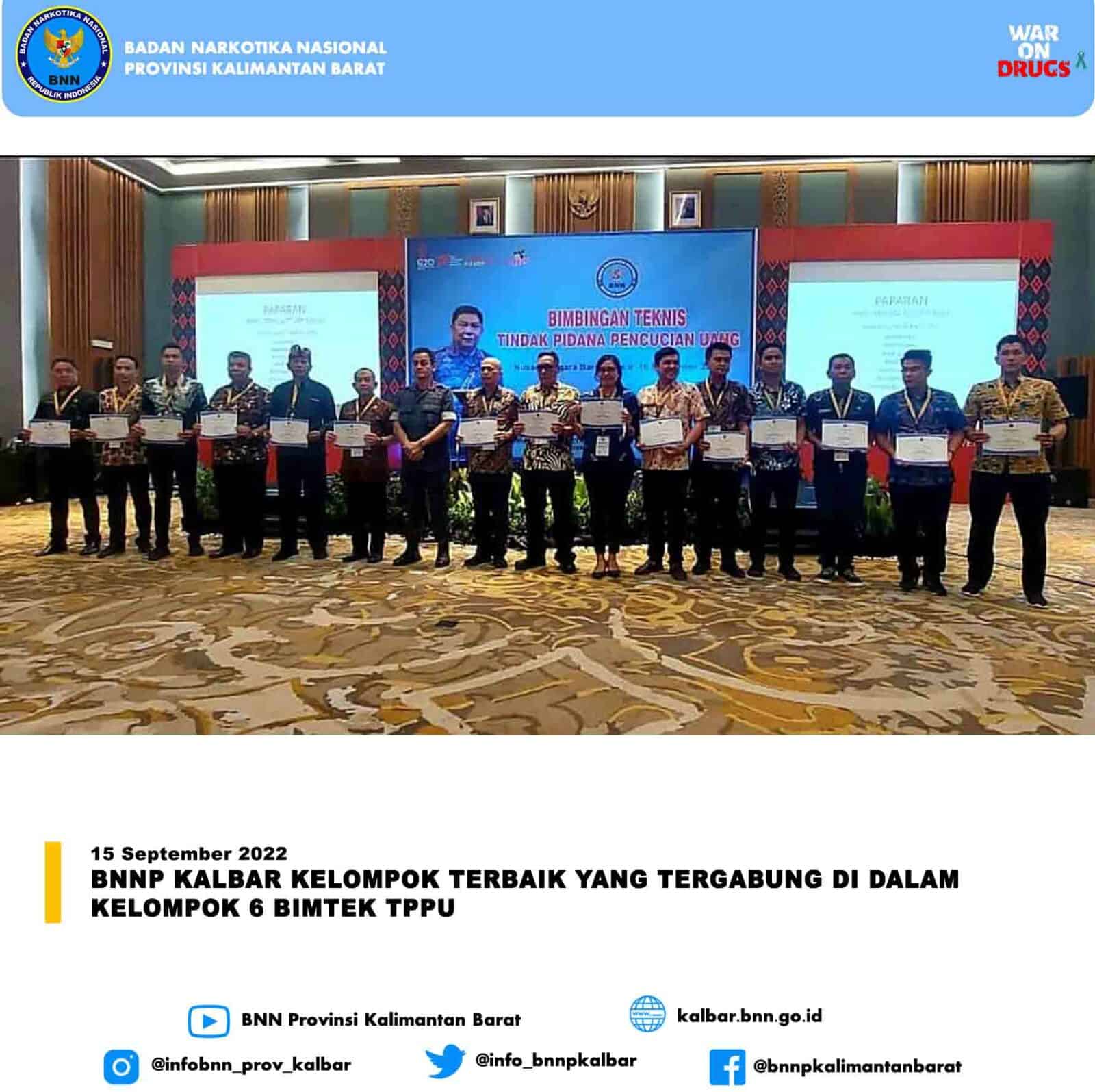 BNNP Kalbar Kelompok Terbaik Pada Kegiatan Bimtek TPPU BNNP Kalbar Kelompok Terbaik Pada Kegiatan Bimtek TPPU