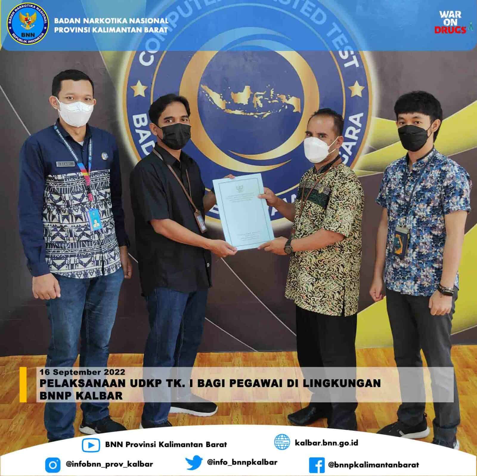 Pelaksanaan UDKP Tk. I Bagi Pegawai di Lingkungan BNNP Kalbar Pelaksanaan UDKP Tk. I Bagi Pegawai di Lingkungan BNNP Kalbar