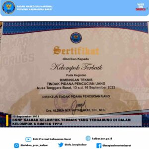 BNNP Kalbar Kelompok Terbaik Pada Kegiatan Bimtek TPPU BNNP Kalbar Kelompok Terbaik Pada Kegiatan Bimtek TPPU