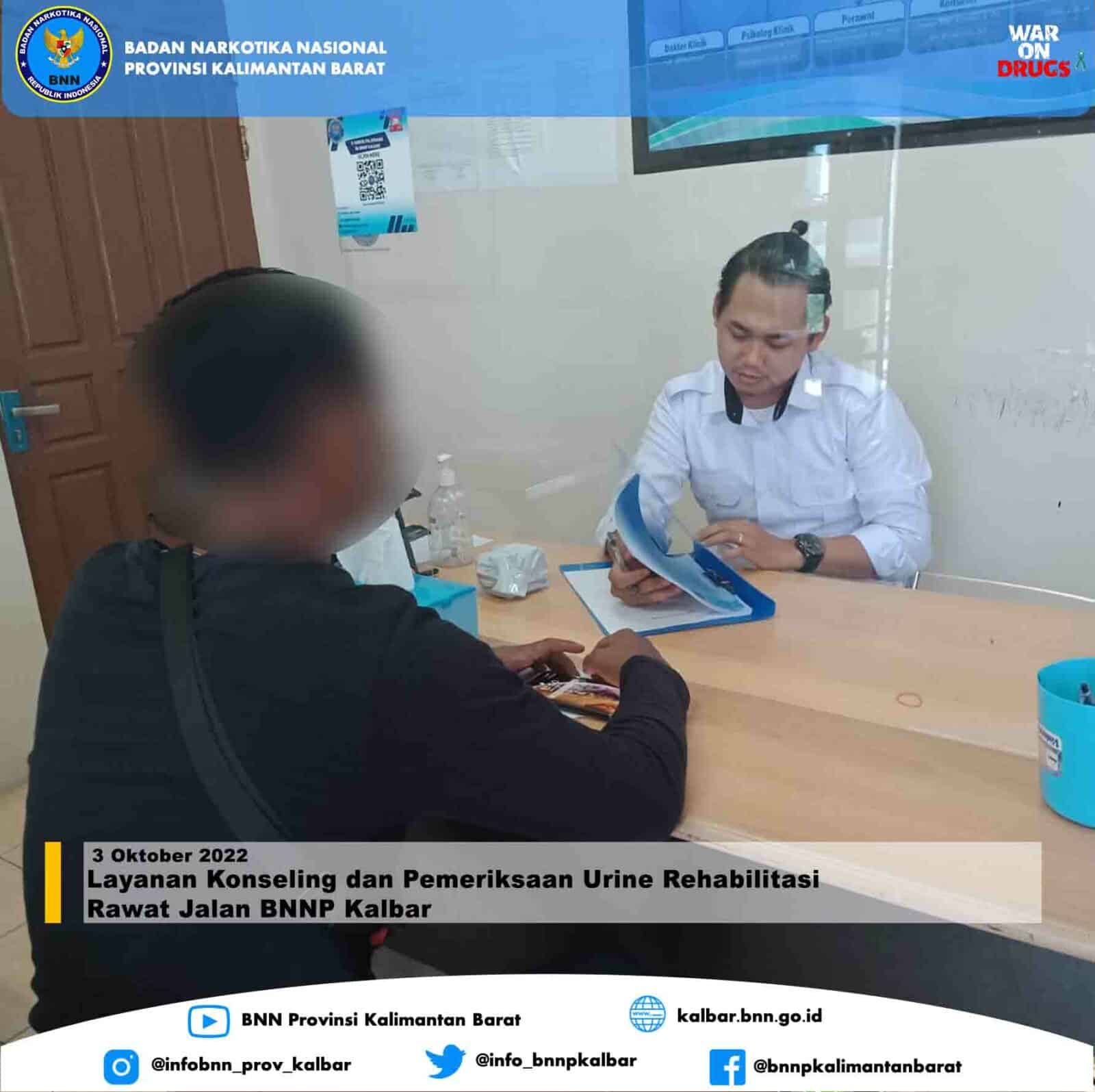 Layanan Konseling dan Pemeriksaan Urine Rehabilitasi Rawat Jalan BNNP Kalbar