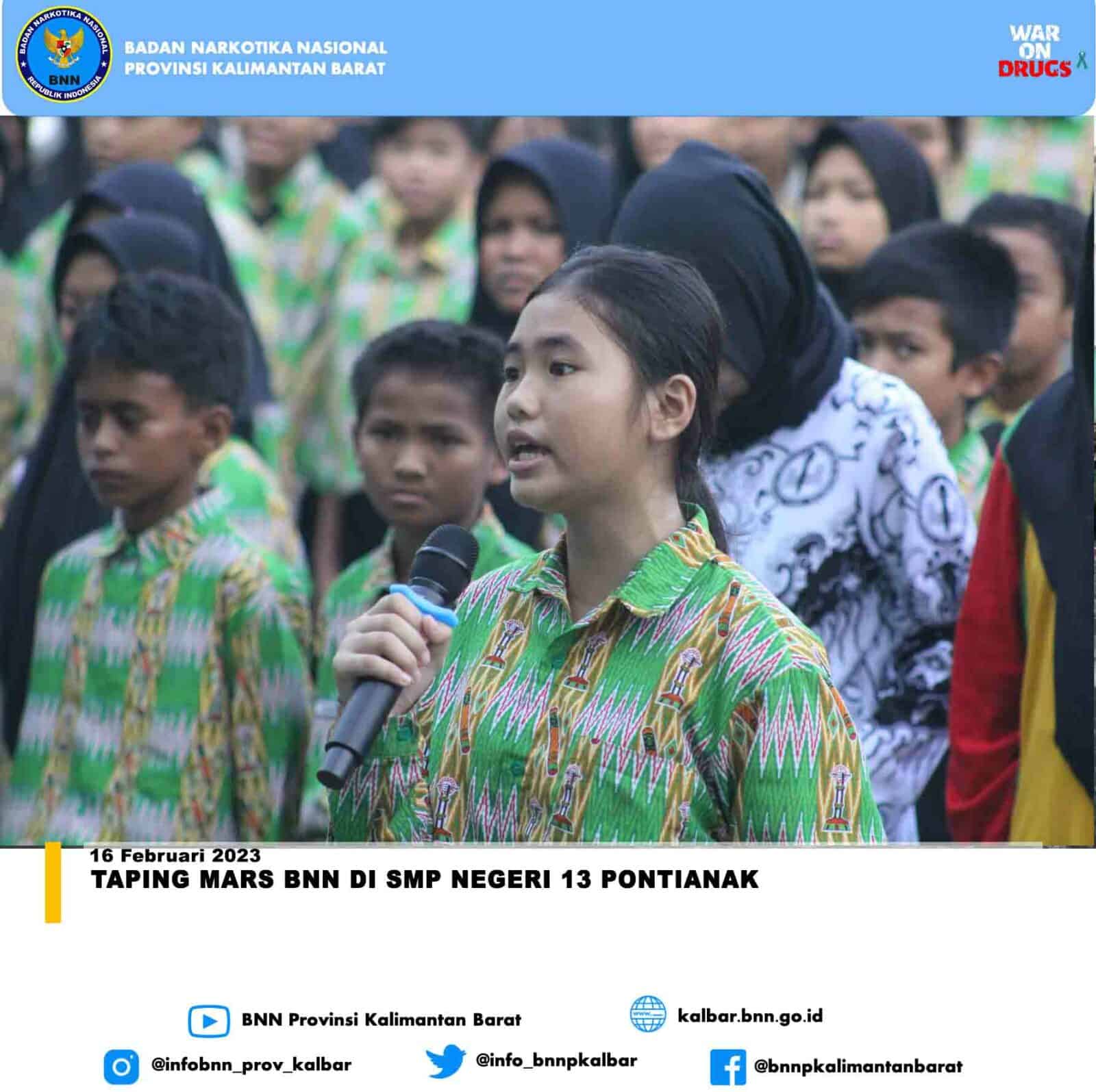 Taping Mars BNN di SMP Negeri 13 Pontianak