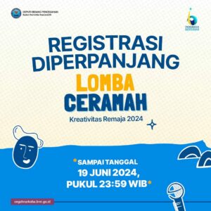 Registrasi Lomba Kreativitas Remaja 2024 diperpanjang sampai tanggal 19 Juni 2024 yaa!🥳 Registrasi Lomba Kreativitas Remaja 2024 diperpanjang sampai tanggal 19 Juni 2024 yaa!🥳